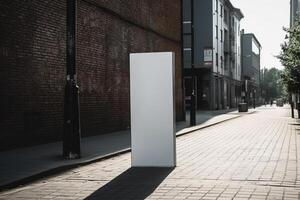 ai génératif une Vide blanc signe planche maquette isolé à l'extérieur photo