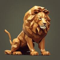 ai génératif faible poly portrait de une lion. polygonal faible poly illustration. photo