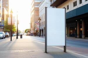 ai génératif une Vide blanc signe planche maquette isolé à l'extérieur photo