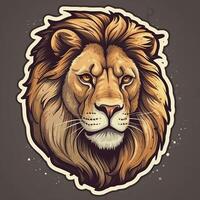 ai génératif Lion tête dans rétro style, Lion tête dans ancien style, Lion tête emblème, Lion tête pour tatouage ou T-shirt, Lion tête mascotte photo