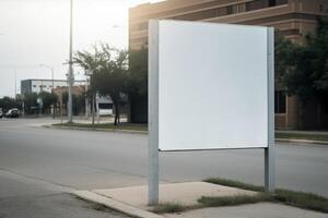 ai génératif une Vide blanc signe planche maquette isolé à l'extérieur photo