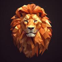 ai génératif faible poly portrait de une lion. polygonal faible poly illustration. photo