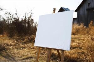 ai génératif une Vide blanc signe planche maquette isolé à l'extérieur photo