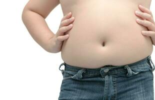 obèse graisse garçon isolé blanc arrière-plan, photo