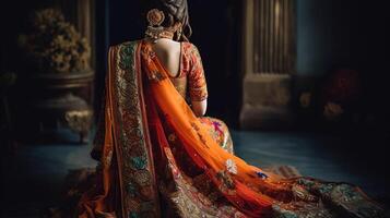 Indien la mariée robe, génératif ai photo