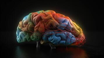 cerveau avec cerveau activité et copie espace, génératif ai photo