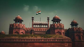 le rouge fort monument dans Nouveau Delhi, Inde, ses unesco monde patrimoine placer, génératif ai photo