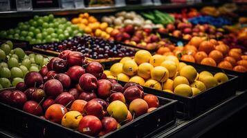 des fruits dans supermarché, génératif ai photo