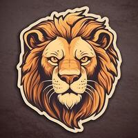 ai génératif Lion tête dans rétro style, Lion tête dans ancien style, Lion tête emblème, Lion tête pour tatouage ou T-shirt, Lion tête mascotte photo