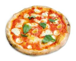 Pizza margherita sur blanc Contexte photo