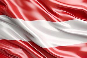 rouge et blanc arrière-plan, agitant le nationale drapeau de L'Autriche, agité une très détaillé fermer. ai généré photo