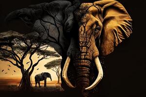 Afrique, une image de un l'éléphant dans le Contexte de la nature. génératif ai photo
