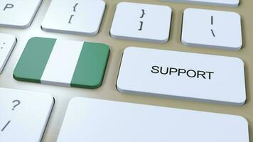 Nigeria soutien concept. bouton pousser 3d illustration. soutien de pays ou gouvernement avec nationale drapeau photo