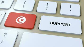 Tunisie soutien concept. bouton pousser 3d illustration. soutien de pays ou gouvernement avec nationale drapeau photo