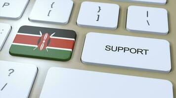 Kenya soutien concept. bouton pousser 3d illustration. soutien de pays ou gouvernement avec nationale drapeau photo