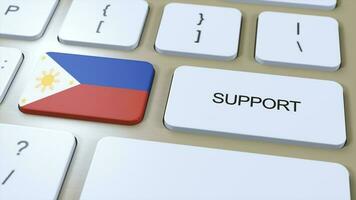 philippines soutien concept. bouton pousser 3d illustration. soutien de pays ou gouvernement avec nationale drapeau photo