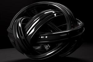 3d rendre de abstrait détaillé forme noir futuriste Contexte. ai généré photo