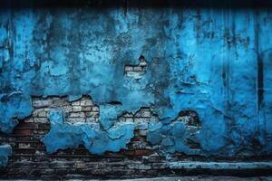 vieux mur modèle texture ciment bleu foncé abstrait bleu Couleur conception sont lumière avec noir pente Contexte. ai généré photo