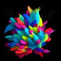 multicolore fleurs et plumes arrière-plan, résumé Contexte composition de plume et fleur motifs, conçu avec artificiel intelligence, génératif ai photo