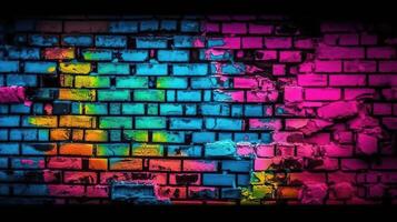 cassé brique mur texture dans vibrant couleurs. génératif ai photo