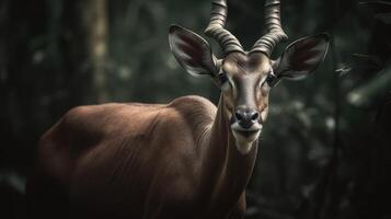 bongo antilope dans le jungle. génératif ai photo