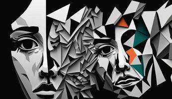 une collage de visages représentant le luttes de psychologie, la dépression et stress. génératif ai photo