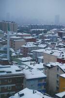 Haut vue de neige paysage urbain dans Istanbul photo