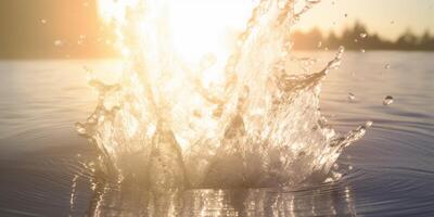 l'eau éclaboussure avec Soleil brillant ai généré photo