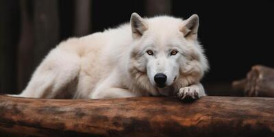 une blanc Loup dans le neige ai généré photo