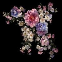 fleur bouquet peintures, fleur illustration, botanique aquarelle illustration, coloré floral arrangement, génératif ai photo