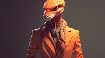 intelligent énergique Orange serpent, numérique art illustration, génératif ai photo