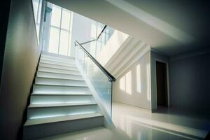 moderne élégant escalier. produire ai photo