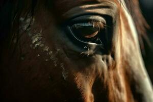 cheval tête fermer détaillé. produire ai photo