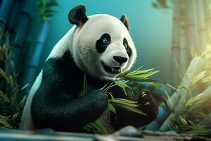 Panda avec bambou zoo. produire ai photo