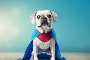 mignonne chien super-héros mascotte. produire ai photo