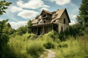 abandonné maison. produire ai photo