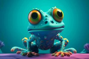 mignonne coloré grenouille avec gros yeux. produire ai photo