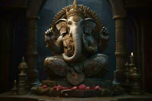 hindouiste sculpture ganesh. produire ai photo