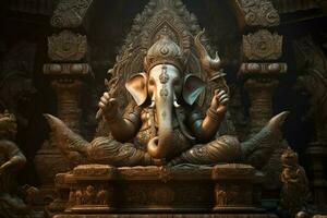 hindouiste sculpture ganesha l'éléphant. produire ai photo