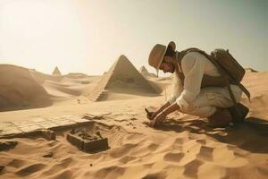 archéologue découvrir sur sable. produire ai photo