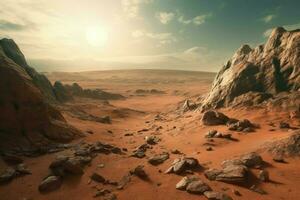 Mars planète paysage. produire ai photo