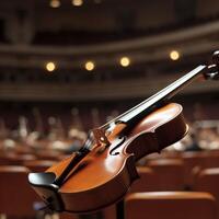 une violon sur une table ai généré photo