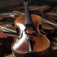 une violon sur une table ai généré photo