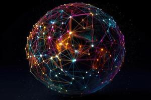 cerveau Balle de neural réseaux futuriste représentation logo génératif ai photo
