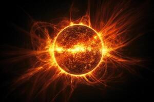 rouge Soleil solaire fusées éclairantes génératif ai photo