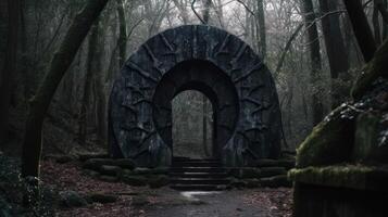 pierre cambre dans le mystique forêt génératif ai photo