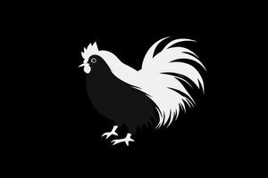 noir et blanc poulet logo, poulet des produits La publicité icône, génératif ai photo
