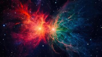 abstrait coloré céleste collision entre deux étoiles dans espace génératif ai photo