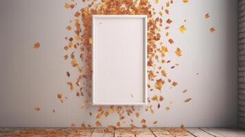 blanc Cadre avec l'automne feuilles. illustration ai génératif photo