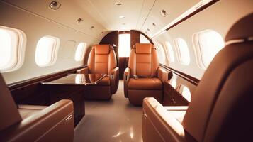 intérieur de luxueux privé jet illustration ai génératif photo